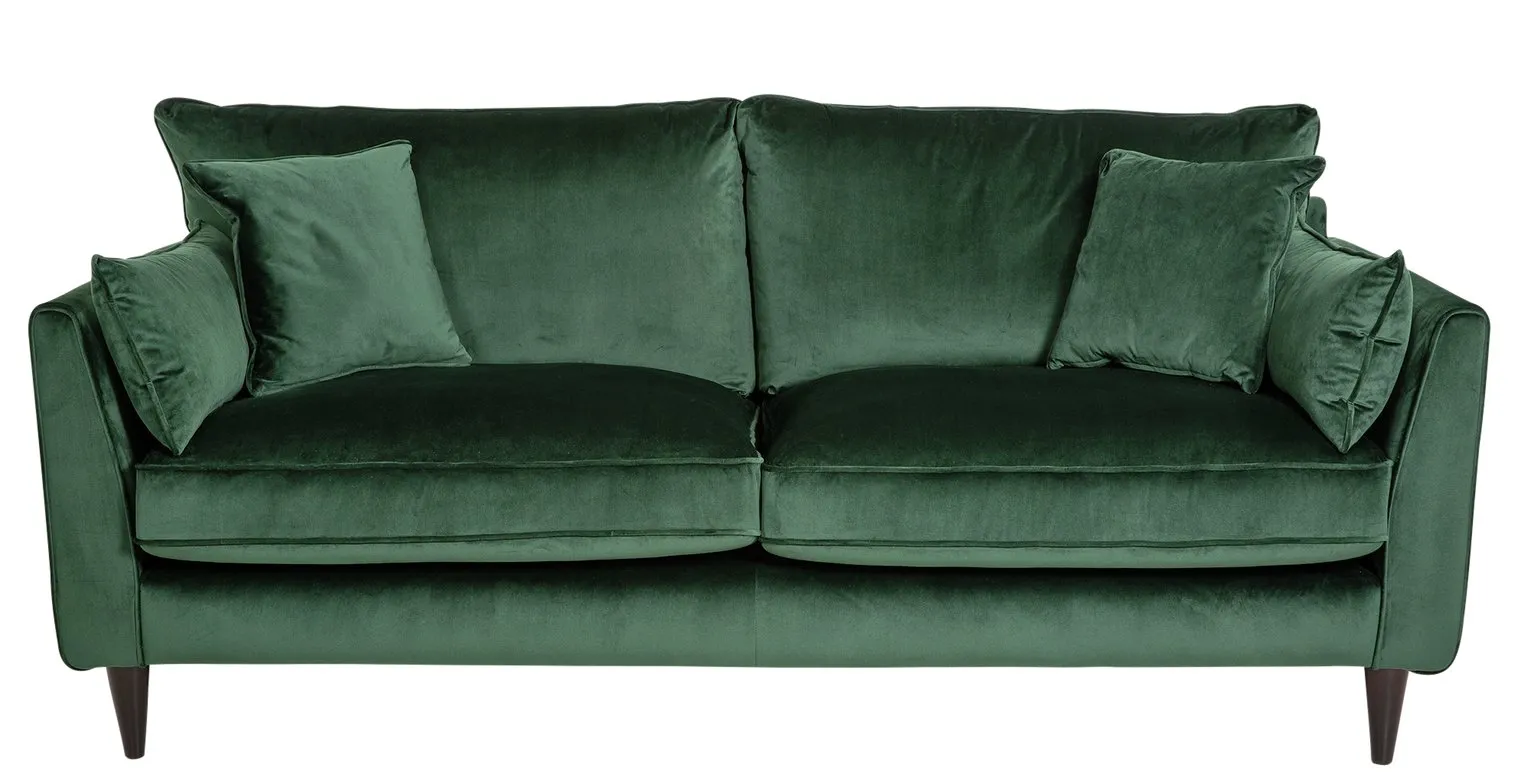 Habitat Hector 3 Seater Velvet Sofa - Green
