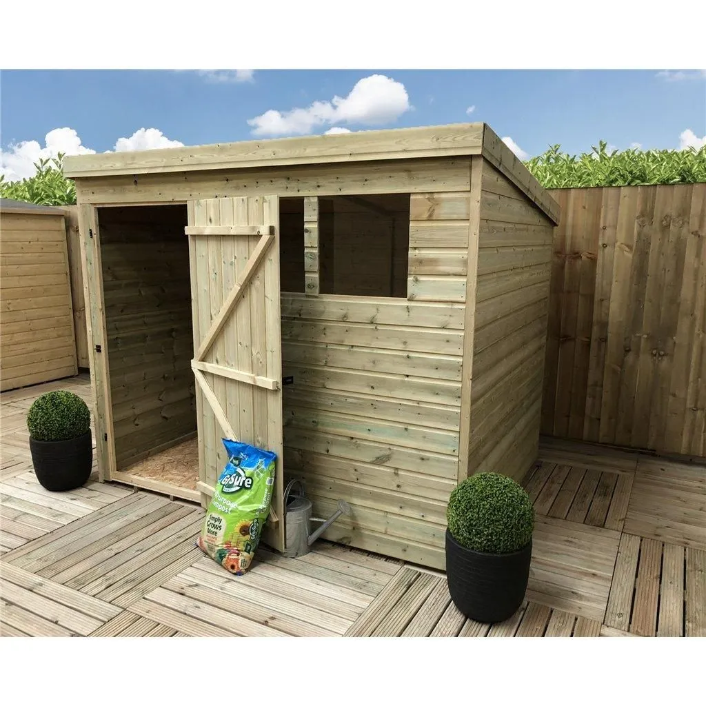 Marlborough 8 x 7 Pressure Treated Pent Garden Shed with Single Door in Natural 6