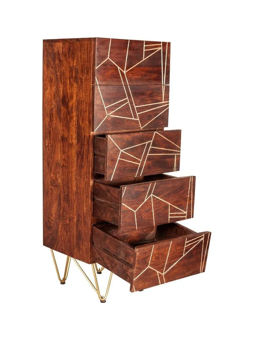 IH Design Tall Chest of drawers Deiondre Dark Mango in Brown 3