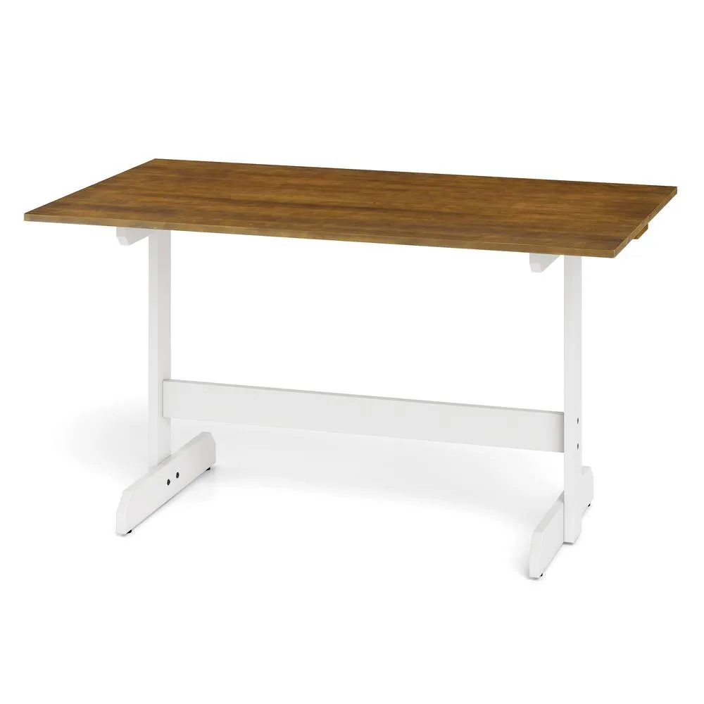 Costway 55 Inch Dining Table for 4-6 People Rectangular Kitchen Table in Brown 2