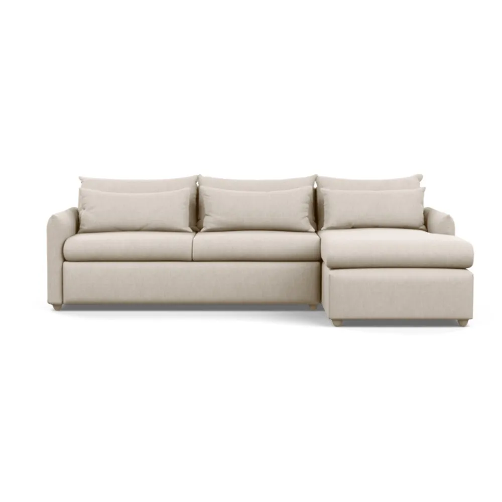 Heal's Pillow Large Right Hand Corner Chaise Broad Weave Putty Natural Feet