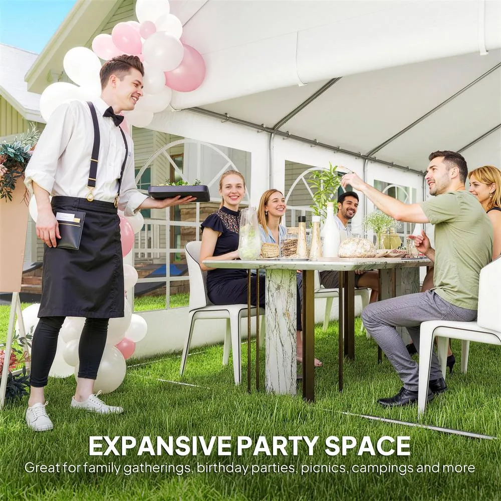 OUTSUNNY 6 x 4 m Party Tent, Heavy Duty Gazebo Canopy with Windows, White 4