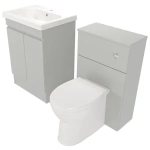 Deccado Clifton Whisper Grey 600mm Freestanding Vanity & 500mm Toilet Pan Unit with Basin Modular Combination