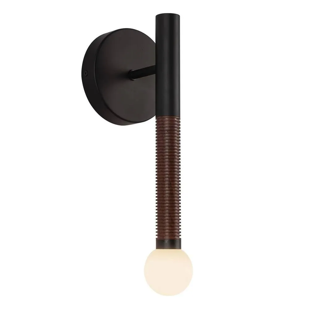 Netlighting Arden Integrated LED Wall Light Matte Black Walnut Wood Veneer 3000K 6