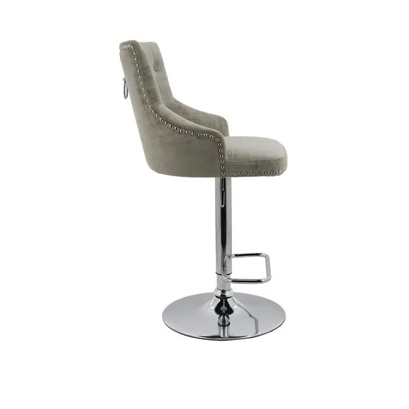 Selena Adjustable Height Swivel Bar Stool, Velvet 3