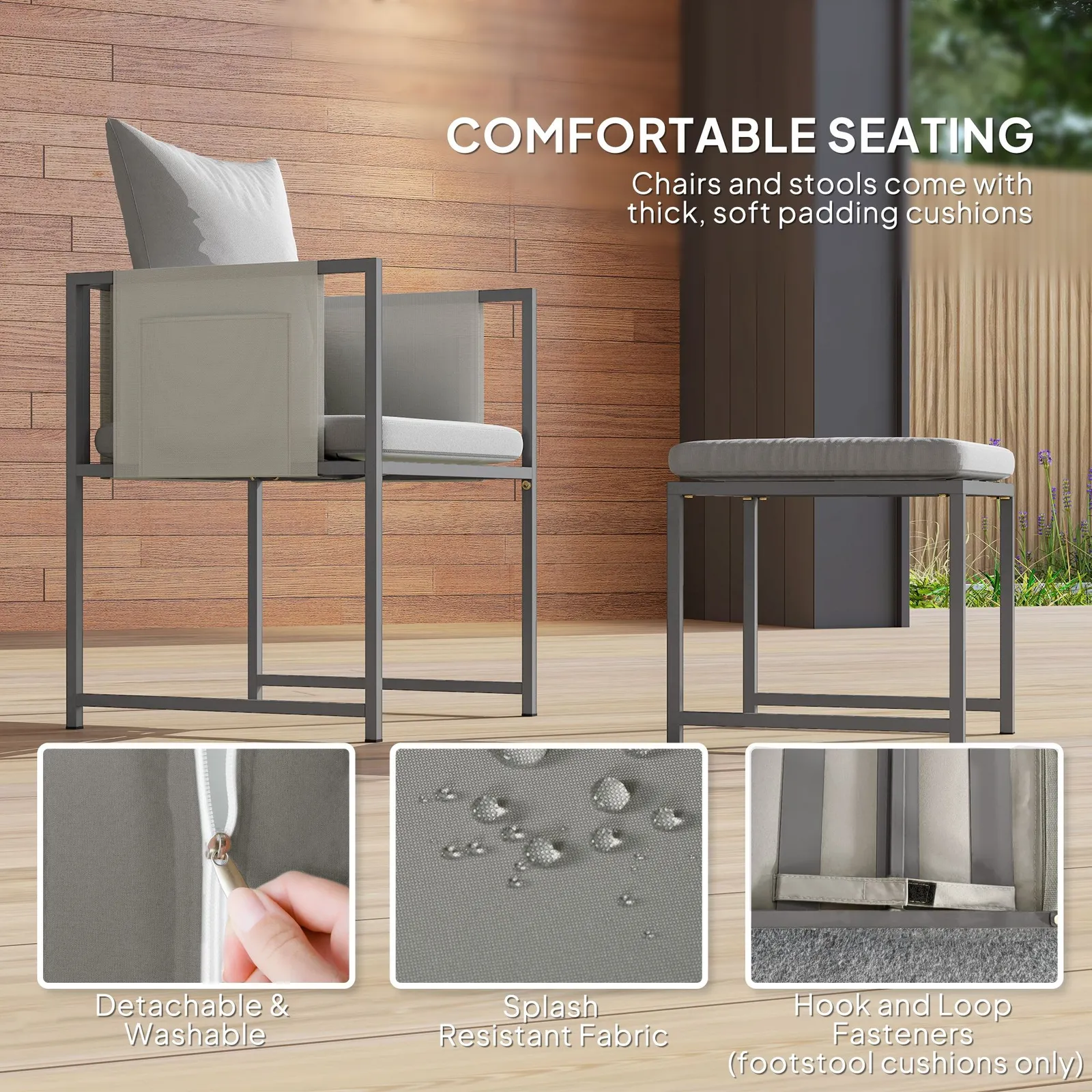 OUTSUNNY 8 Seater Garden Dining Set, Cube Garden Furniture with Cushions in Grey 6