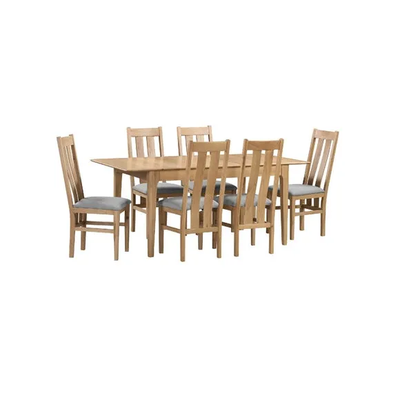 Cotswold 4-6 Seater Rectangular Extendable Dining Table with 6 Chairs, Solid Oak