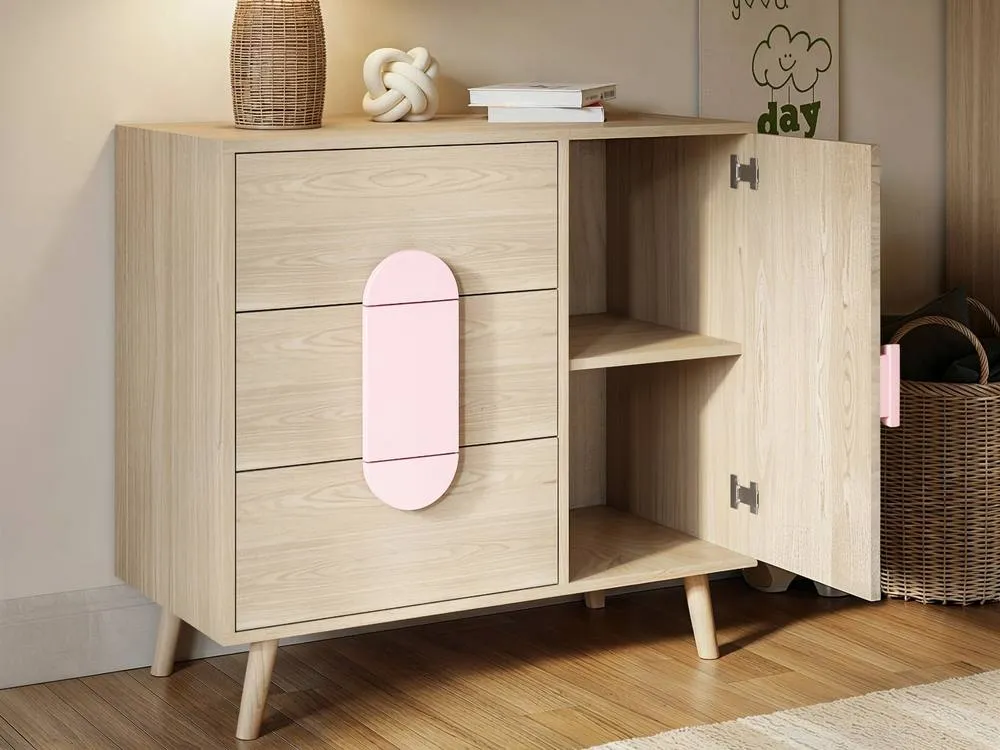 Flair Noah Chest of Drawers Oak in Pink 3