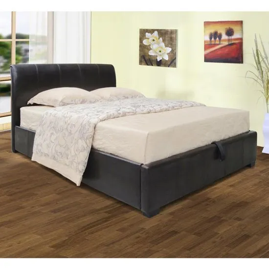 Savona Faux Leather Storage King Size Bed In Black
