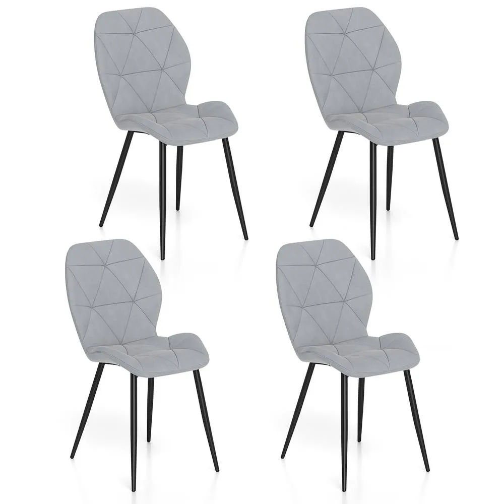 Costway Upholstered Dining Chair Set of 4 Modern Kitchen Chair-Grey in Grey