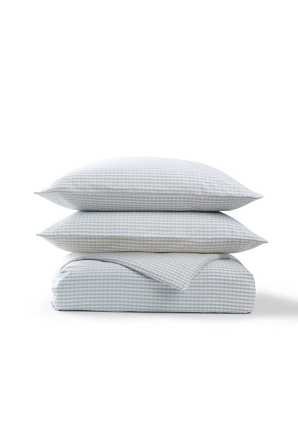 CHRISTY 'Gingham Yarn Dye' Textured Airy Yarn Dye Cotton Duvet Cover Set in Blue 2