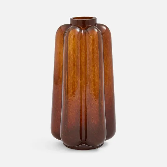 Fluted Amber Glass Vase 3
