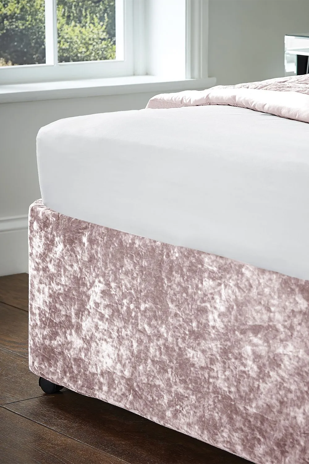 Catherine Lansfield 'Crushed Velvet' Divan Base Wrap in Pink 2