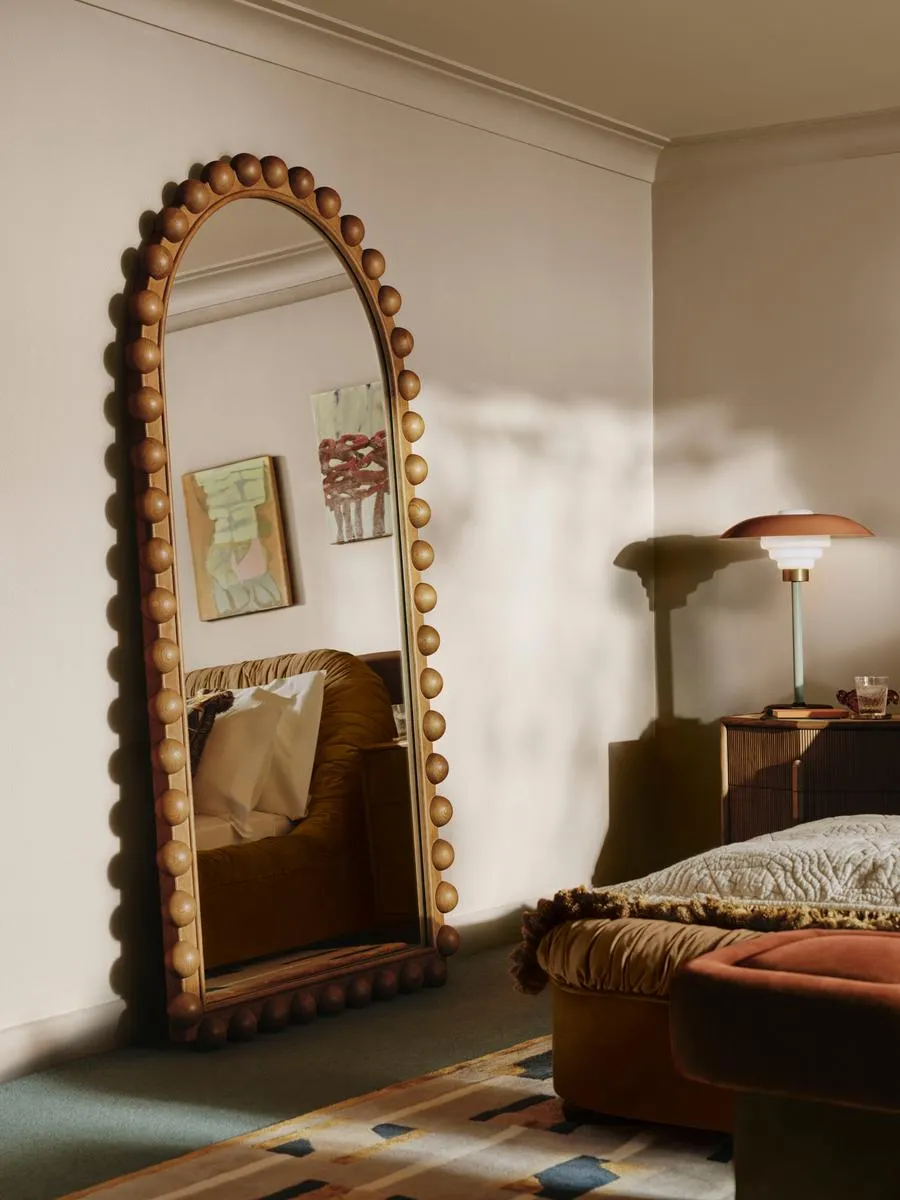 Emilia Bobbin Floor Mirror, Mid Tone Ash