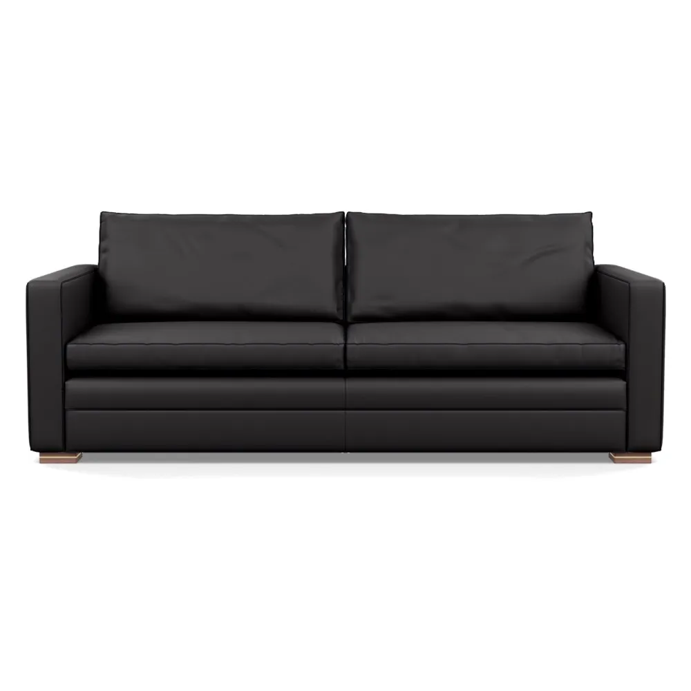Heal's Palermo 4 Seater Sofa Leather Grain Graphite 063 Brass and Walnut Feet 1