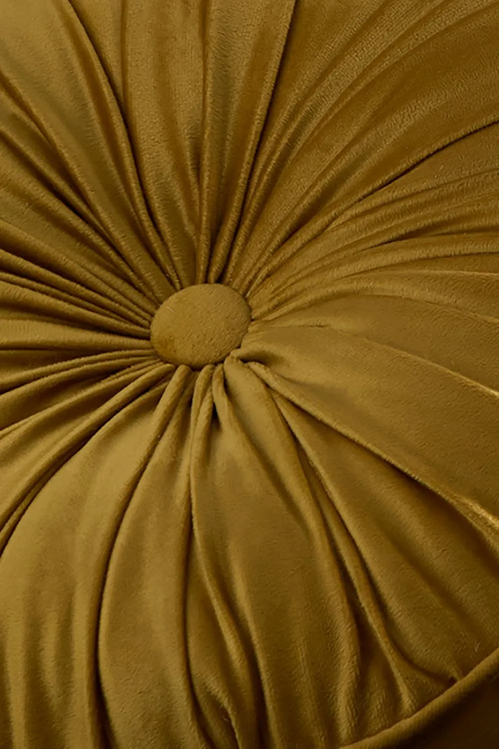 Laurence Llewelyn-Bowen 'Round Pleat' Round Velvet Cushion in Yellow 3