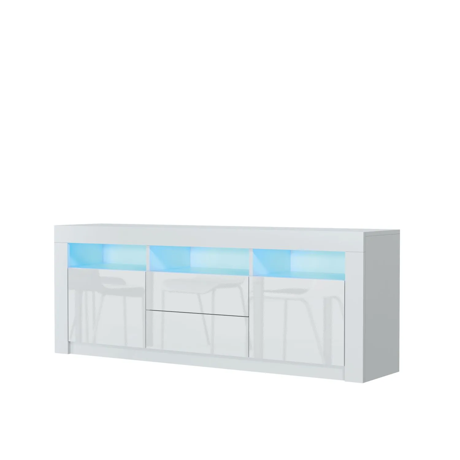Creative Furniture Shine TV Unit 160cm - A Bright & Stylish Cabinet with Gloss Doors & LED Lights in White 3