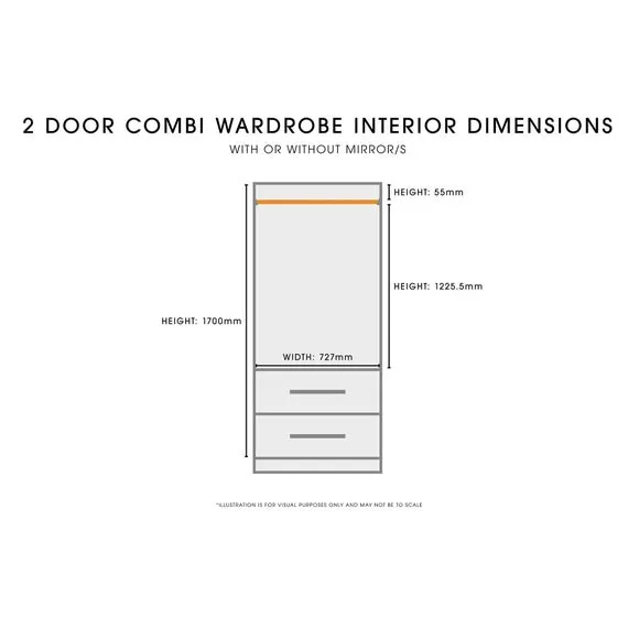 Legato Double 2 Drawer Wardrobe 2