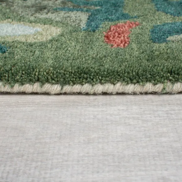 Painted Floral Wool Rug 4