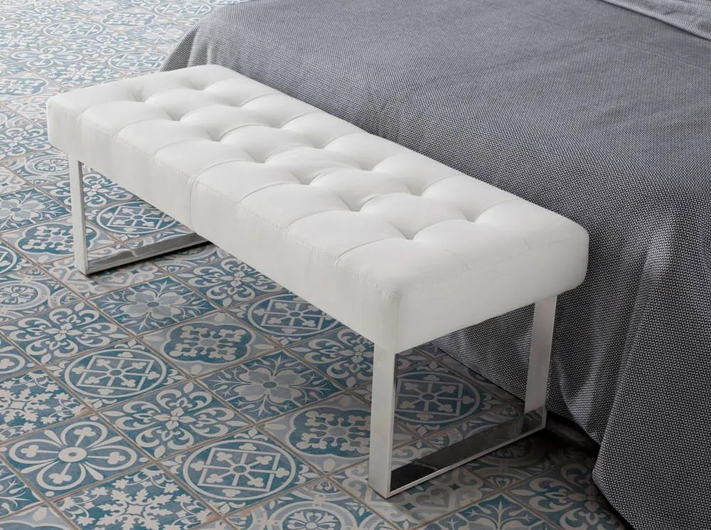 Angel Cerda White Leatherette Bench, 120x45x42 cm 6