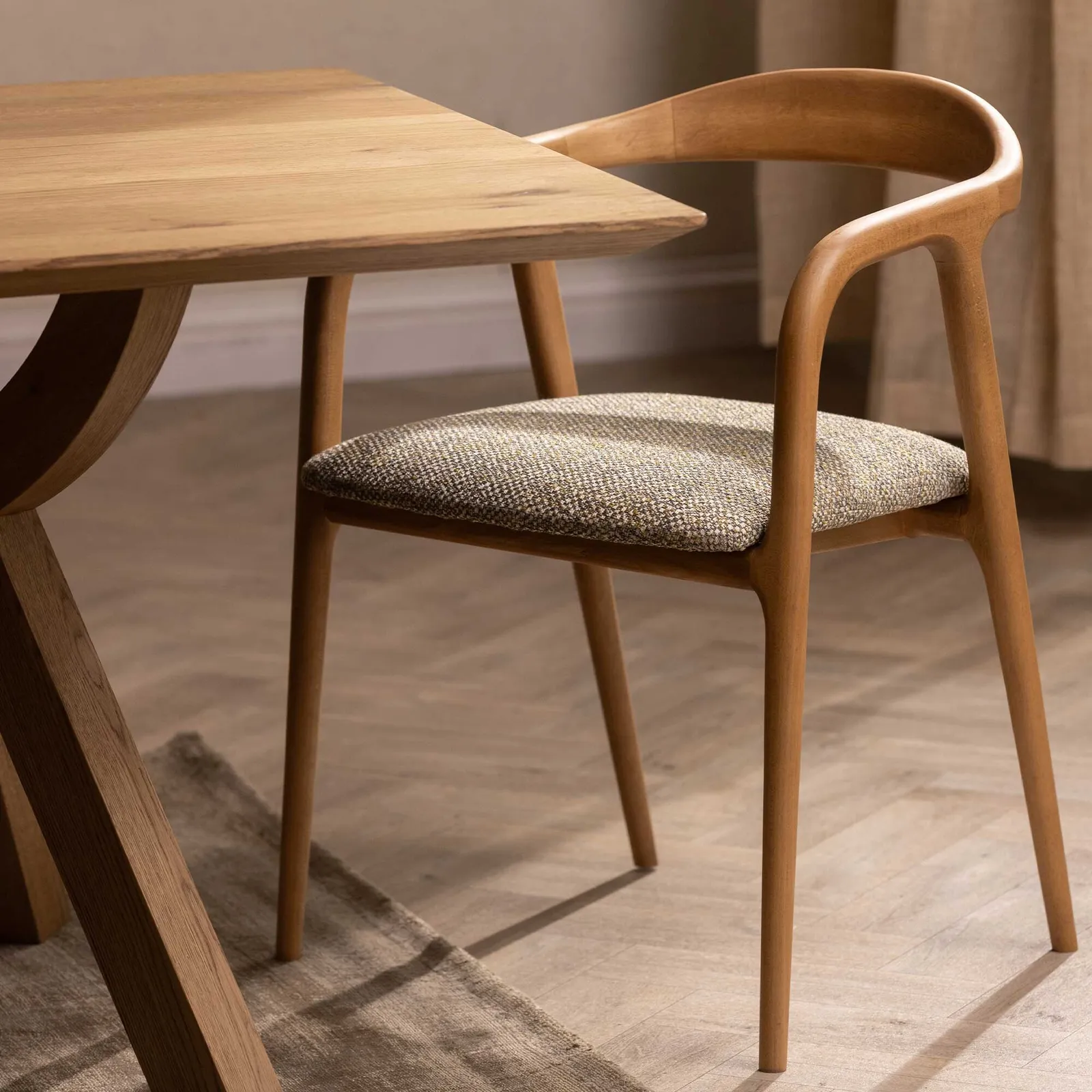 Pure Furniture Nelda Dining Chair With Arms With Tapered Legs, Wood | Barker & Stonehouse 2