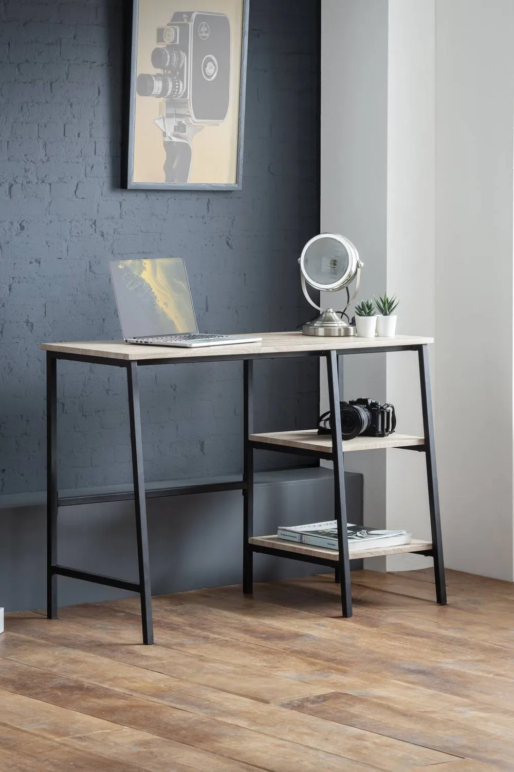 Julian Bowen Tribeca Desk with Shelves in Light Oak