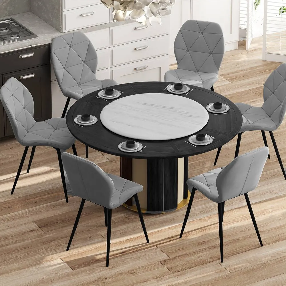 Costway Upholstered Dining Chair Set of 4 Modern Kitchen Chair-Grey in Grey 5