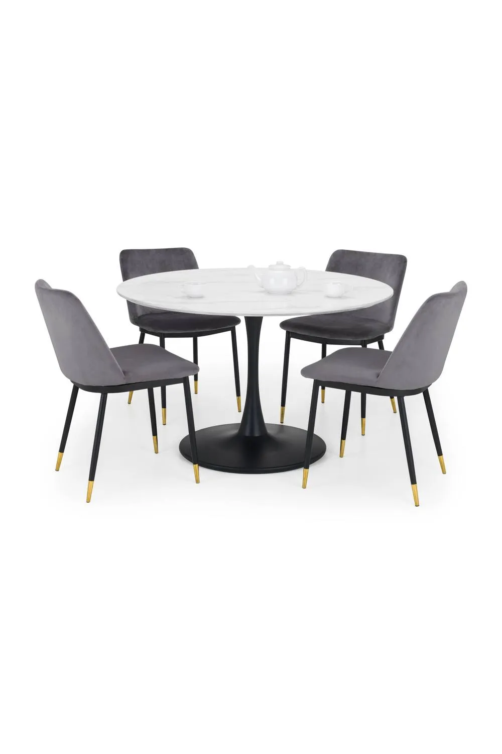 Julian Bowen Holland Round Pedestal 4 Seater Dining Table in White 6
