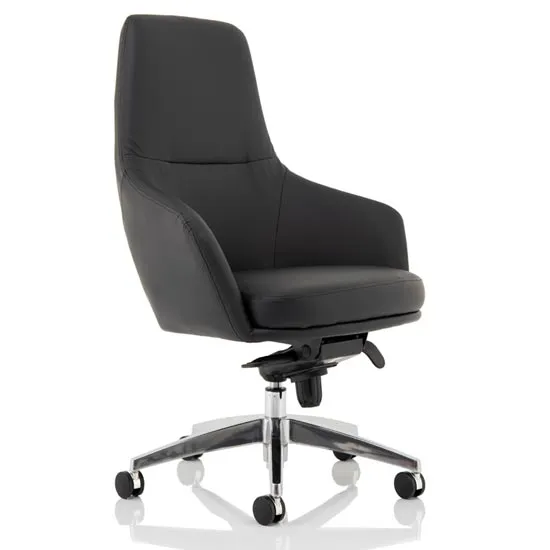 Fenton Leather Medium Back Office Chair In Black