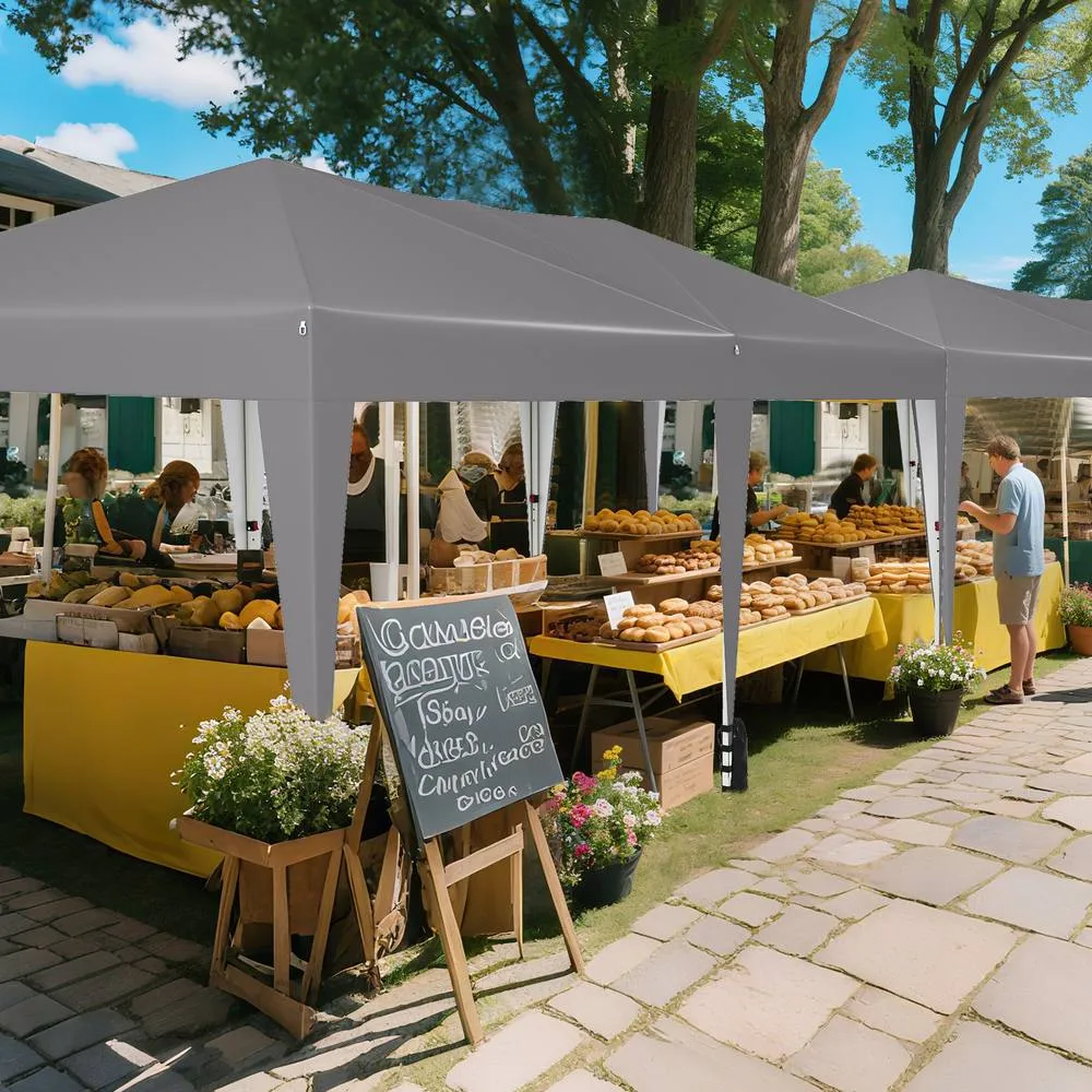 Costway 590x300 CM Pop up Canopy Tent Foldable Patio Shelter w/ Wheeled Bag in Grey 5