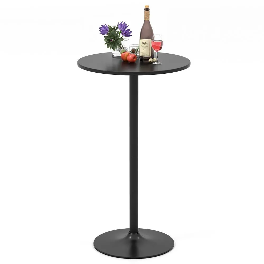 Costway Round Coffee Table Bistro 101-56 CM Height Adjustable Cocktail Table in Black