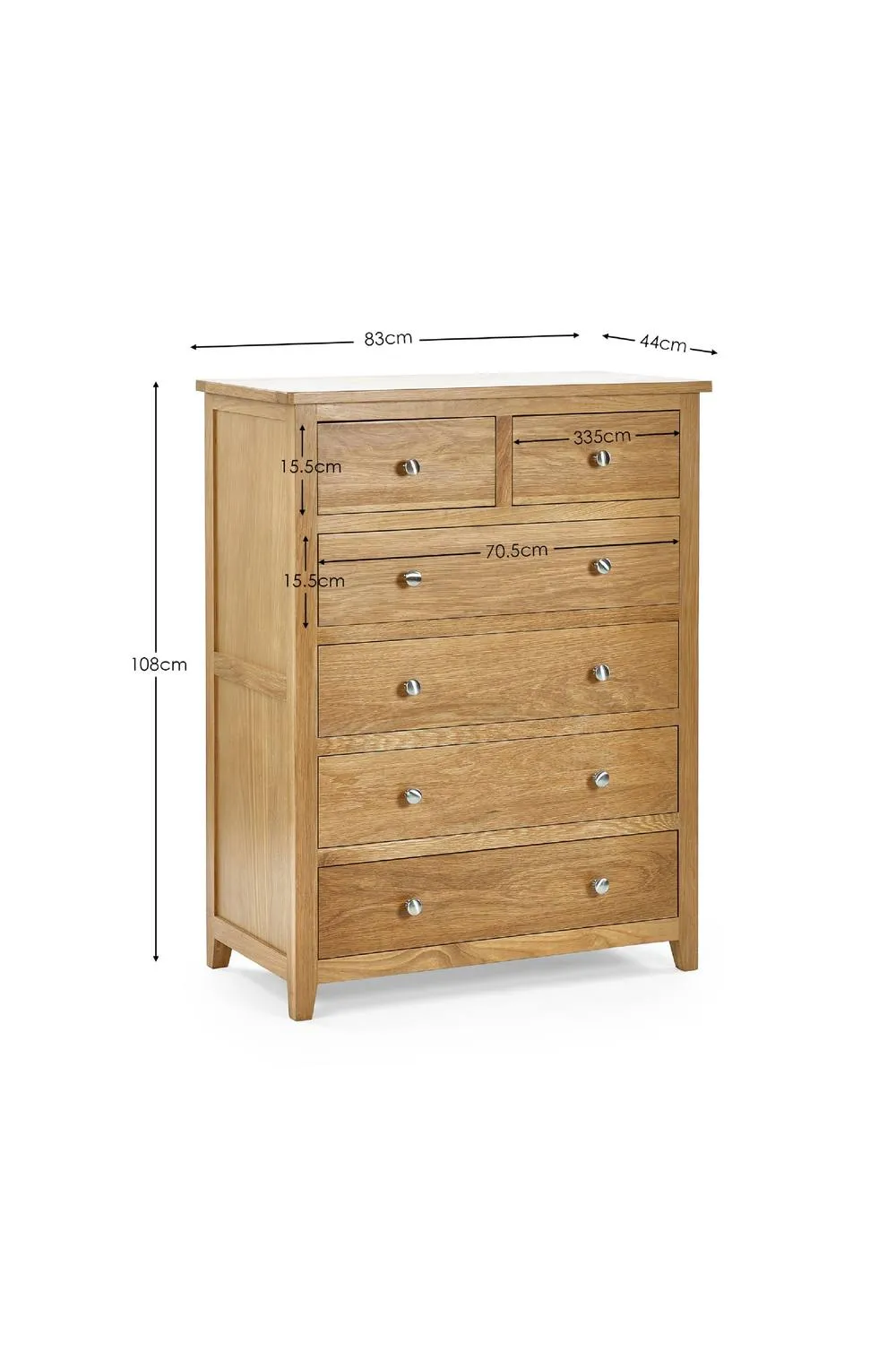 Julian Bowen Mallory 6 Drawer Chest (4+2) in Light Oak 4