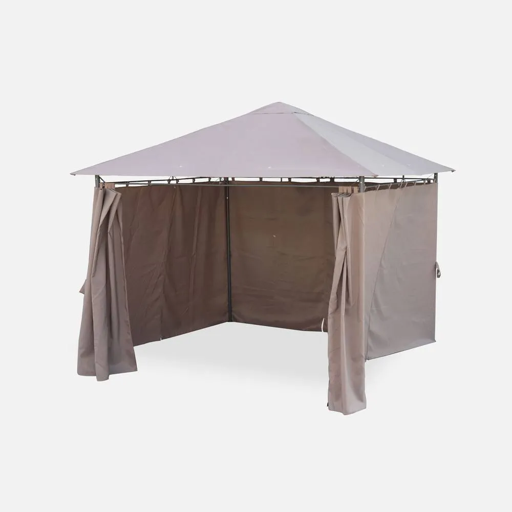 sweeek Heavy Duty 3x3m Gazebo With Curtains in Medium Beige 2