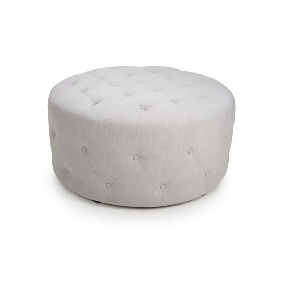 Siena Large Round Flax Effect Pouffe In Grey Weave