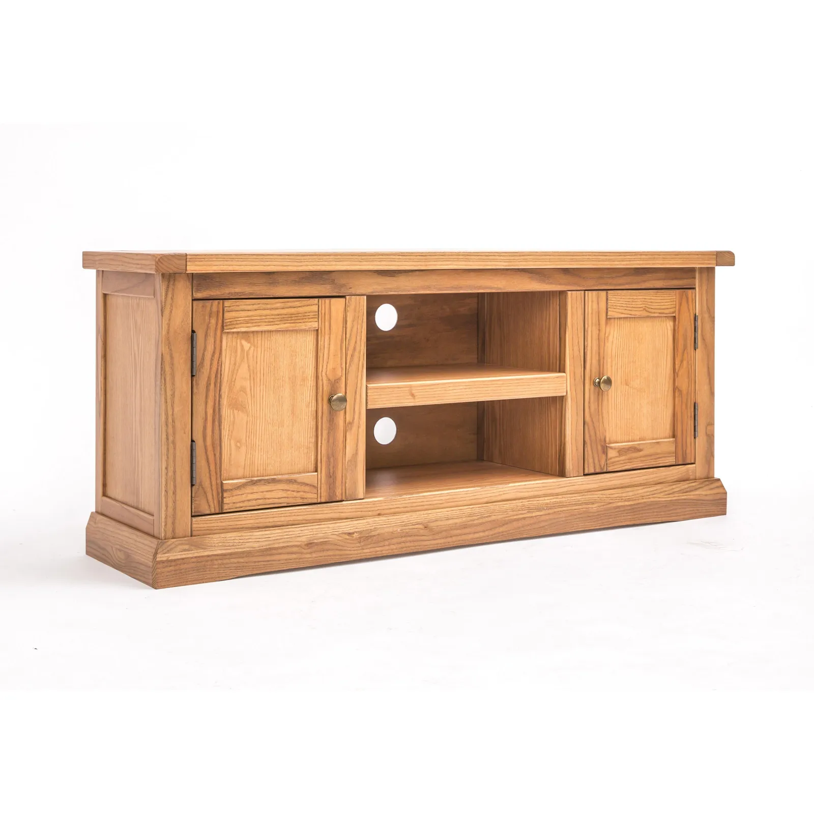 Cabinet Bits Salerno Light Wood 2 Door TV Cabinet Brass Knob in Natural 2