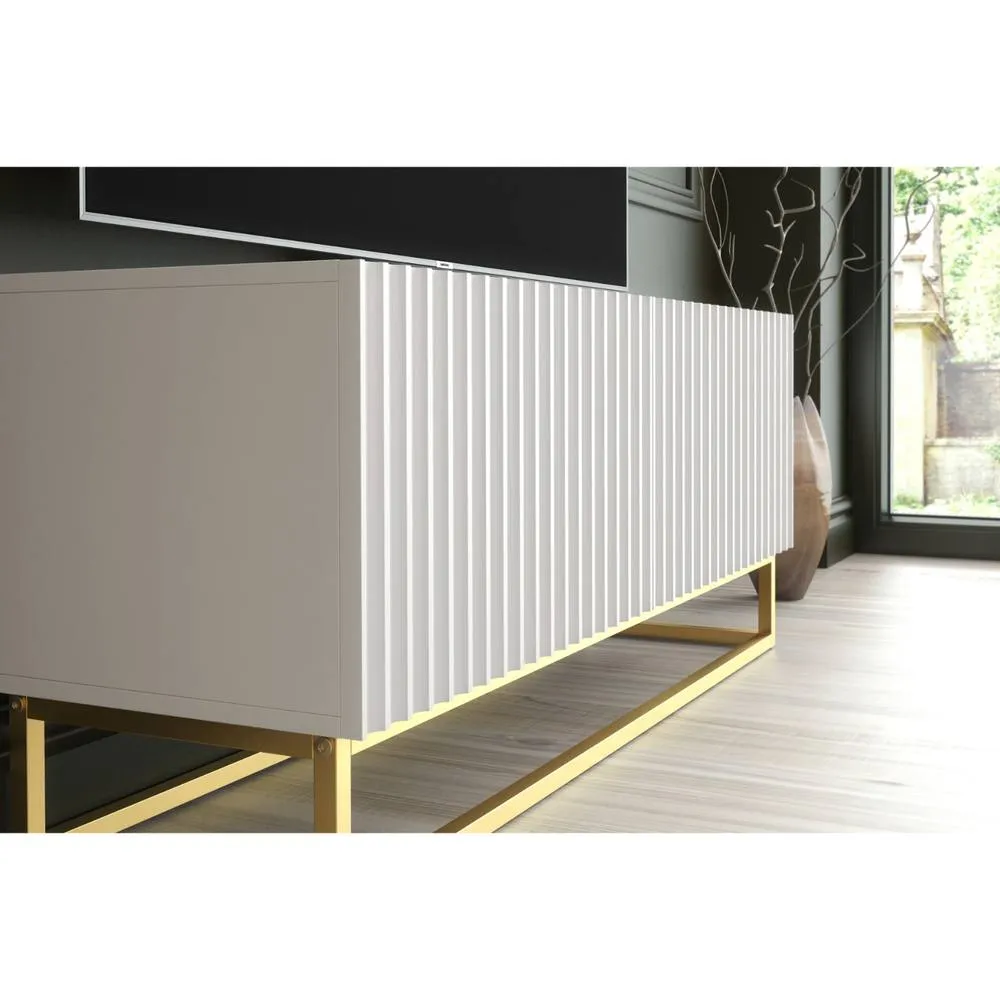 Creative Furniture Ripple TV Unit 100cm - White with Fluted Doors 5