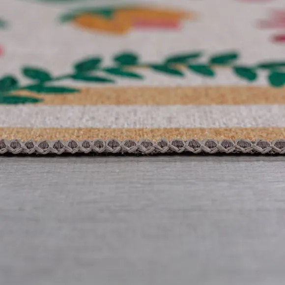 Scallop Washable Floral Border Rug 4