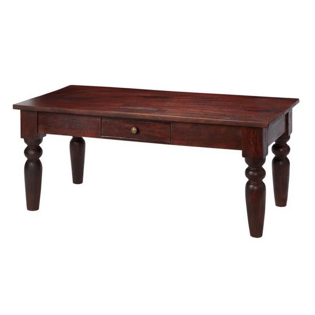 Indian Hub Jaipur Dark Mango Coffee Table - Solid Mango Wood - L55 x W45 x H110 cm in Brown