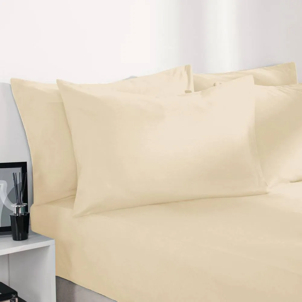 OHS Ultra Soft Microfibre Plain Fitted Bed Sheet in Ivory | Size: Double