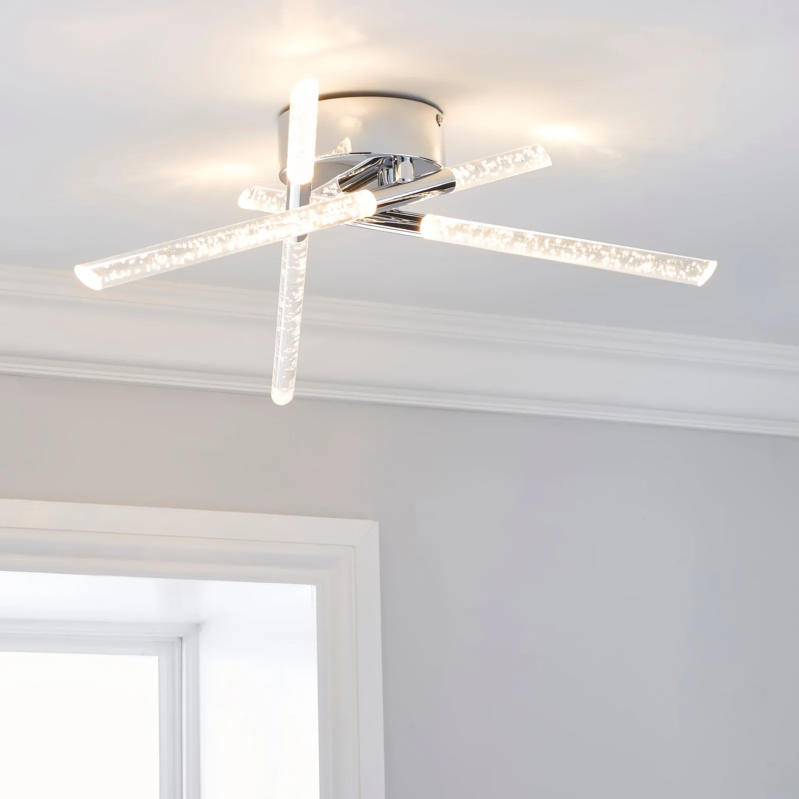 Tassani 6 Light Integrated LED Bubble Acrylic Ceiling Fitting Silver