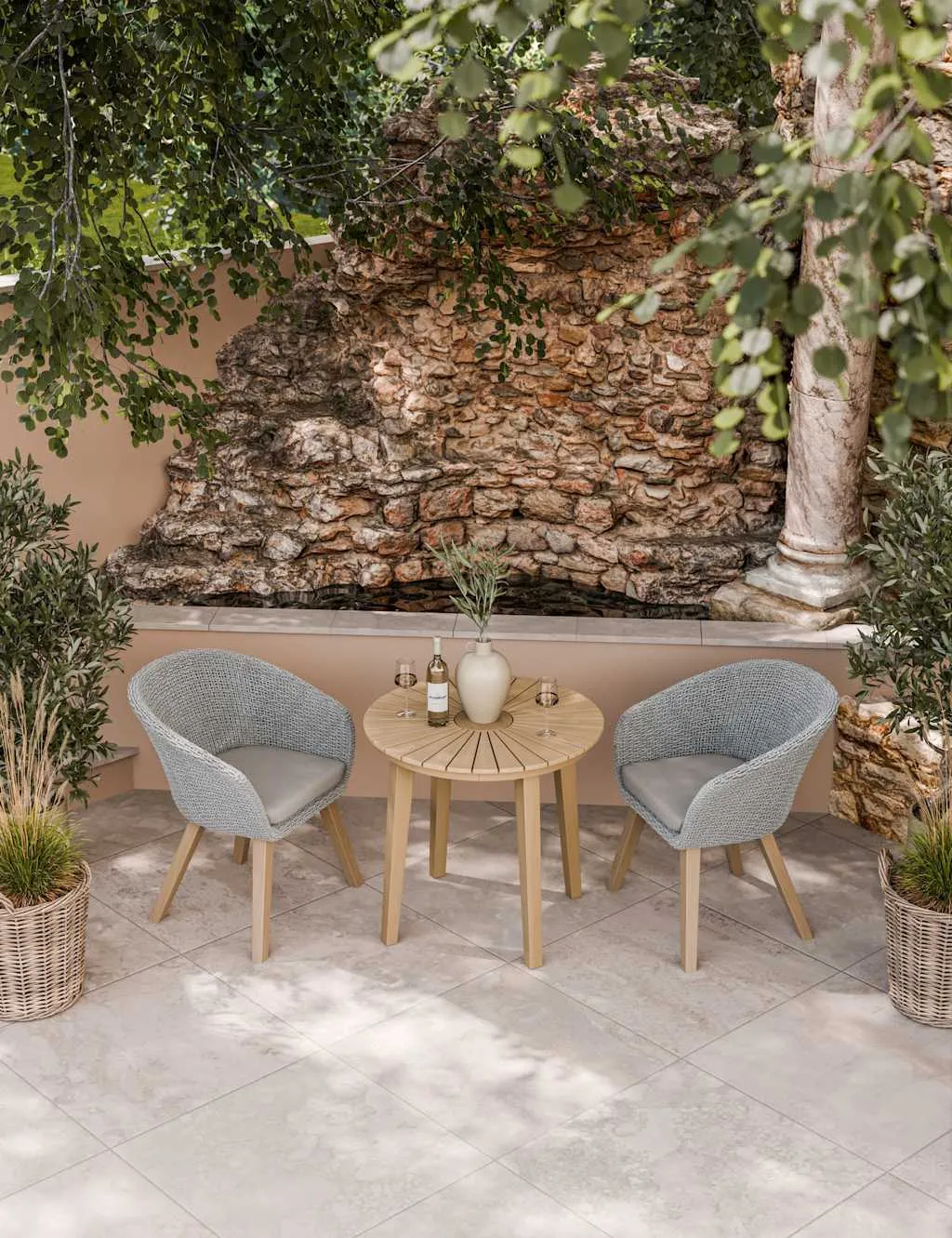 Royalcraft Roma 80cm Round Sol Bistro Set Grey Mix
