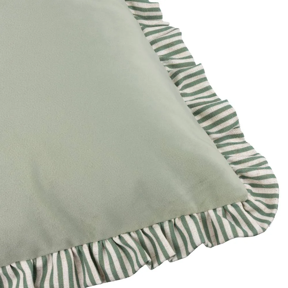Wylder Solene Ruffle Matte Velvet Cushion in Light Green 4