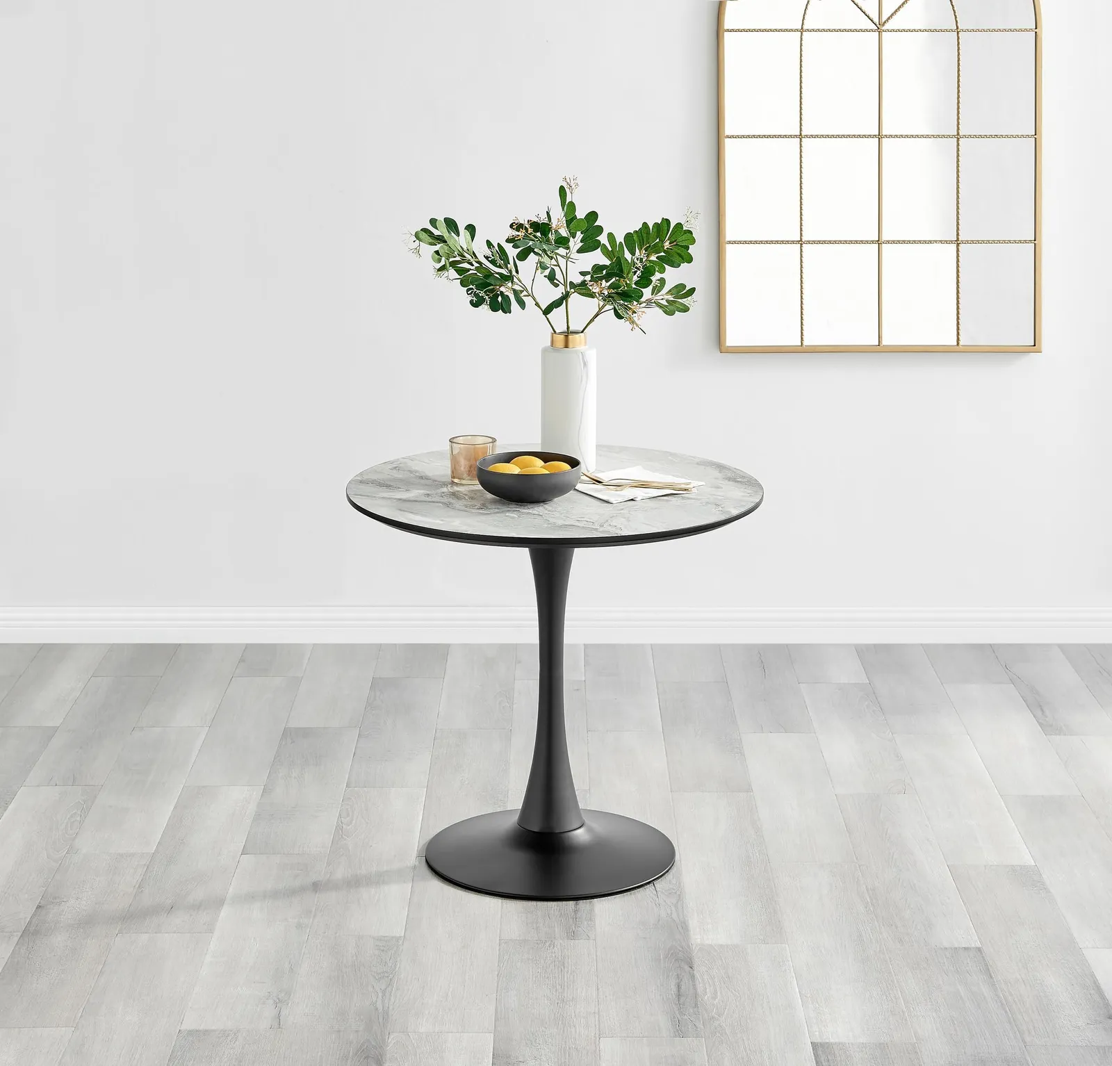 FurnitureboxUK Elina White Marble Effect Scratch Resistant Dining Table & 2 Isco Faux Leather Chairs in Grey 3