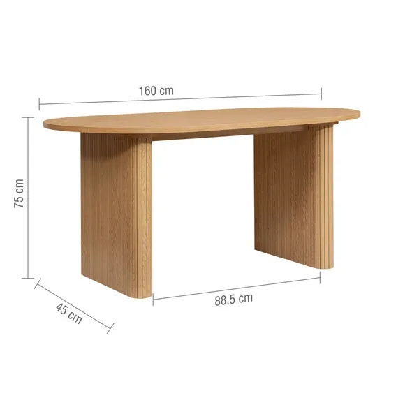 Axel Fluted Oval Dining Table with 2 Benches 5