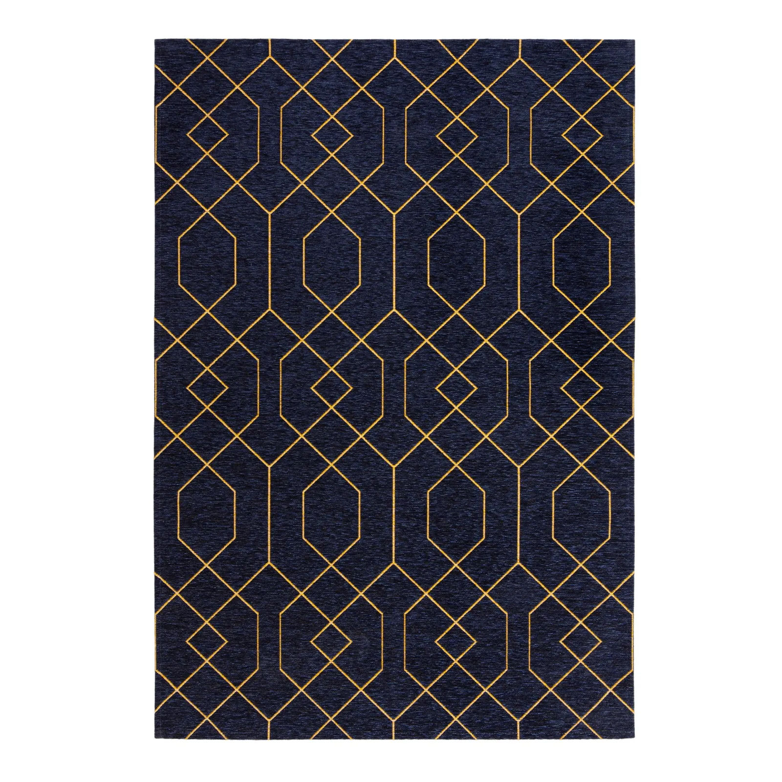 Tokyo Geometric Rug Navy and Yellow