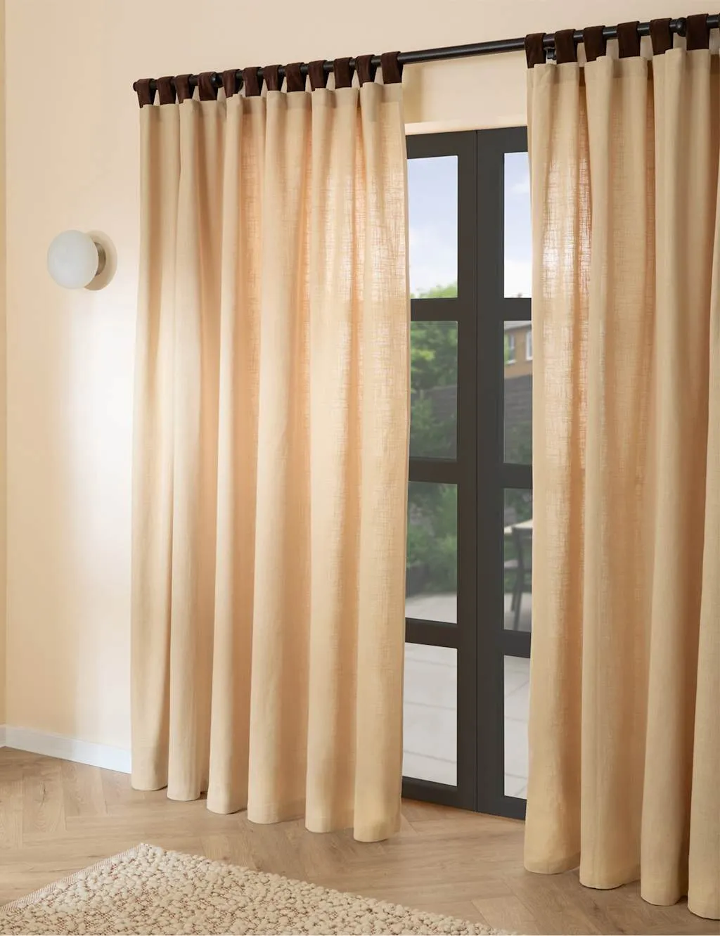 MADE Pure Cotton Hadlo Curtains With Velvet Loops Natural