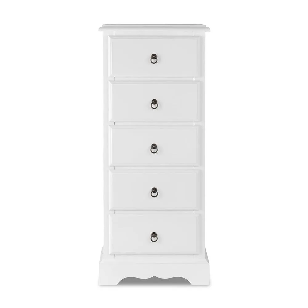 Statement Furniture Romance 5 Drawer Tallboy in Cool White