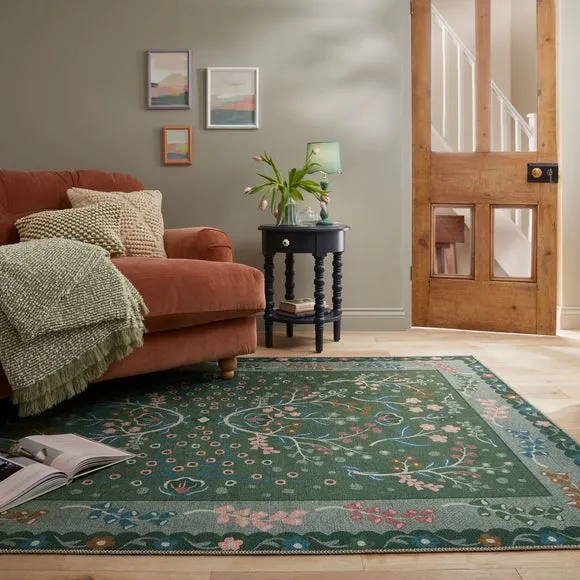 Sabrina Floral Washable Rug 1
