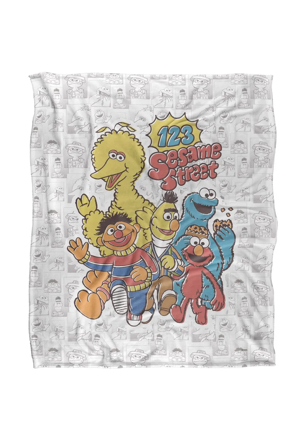 Sesame Street 123 Silky Touch Super Soft Throw Blanket 152 X 127 cm in White