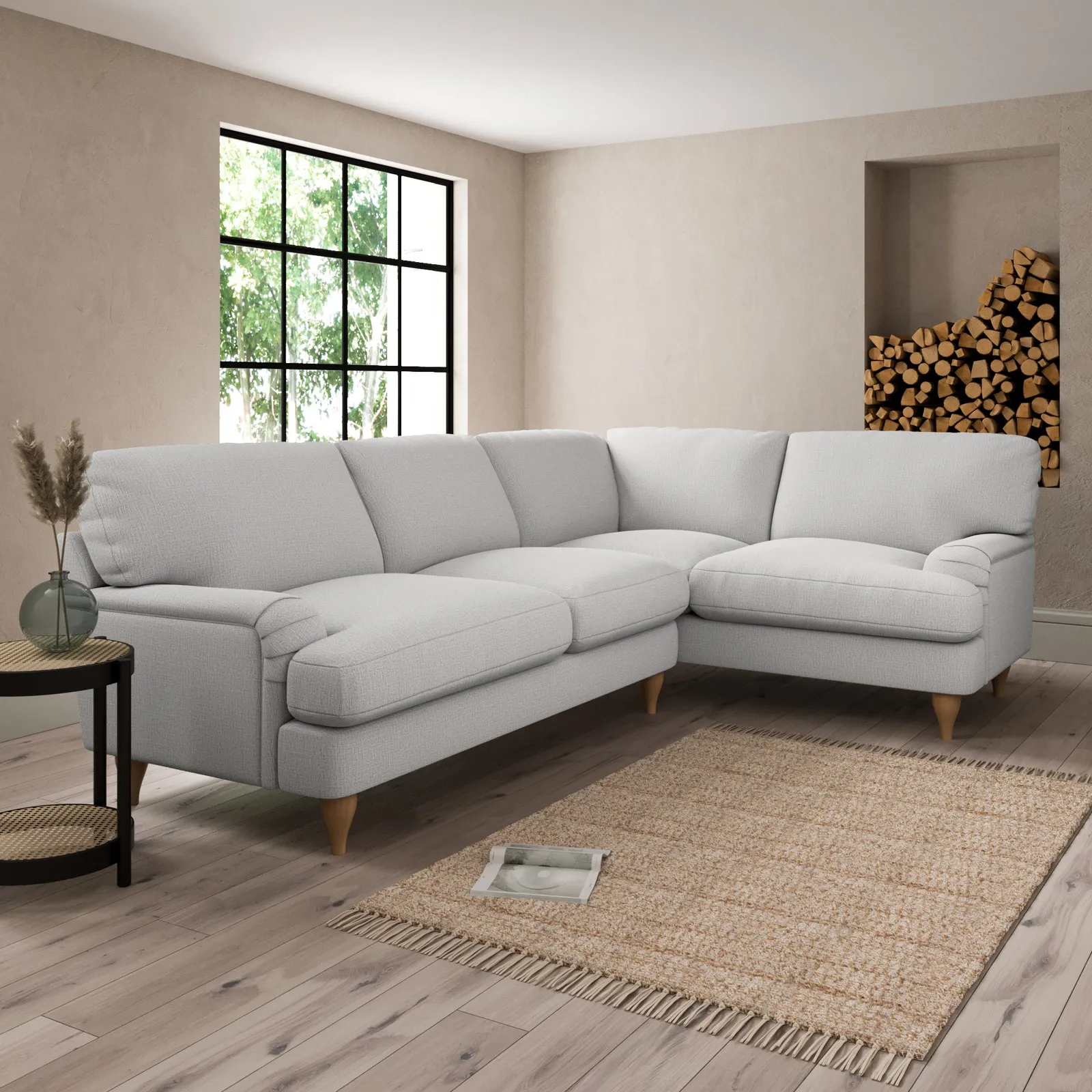 Darwin Textured Weave Right Hand Corner Sofa Silver